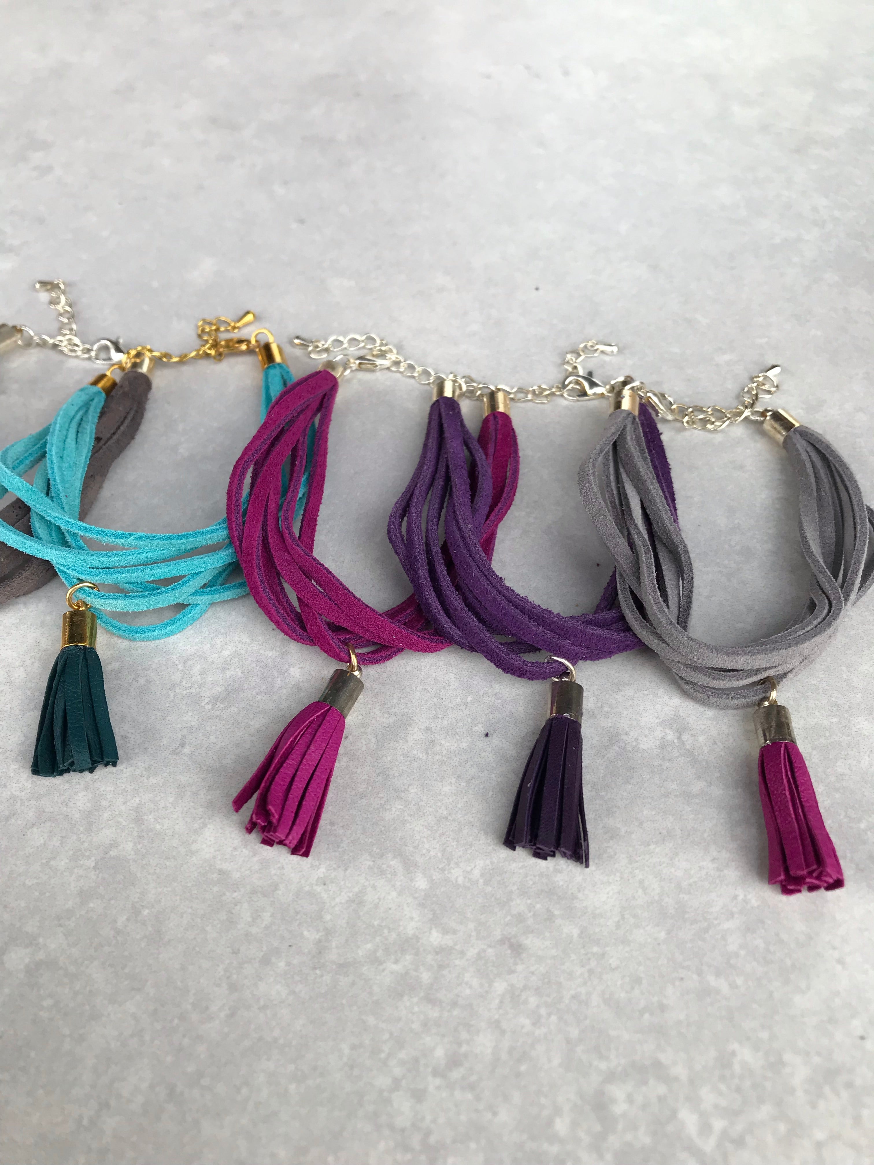 Varese Tassel Bracelet - turquoise/fuchsia