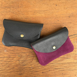 Betty Purse - Black Leather and Burgundy Suede