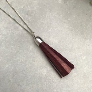 Tassel Necklace - Rust leather