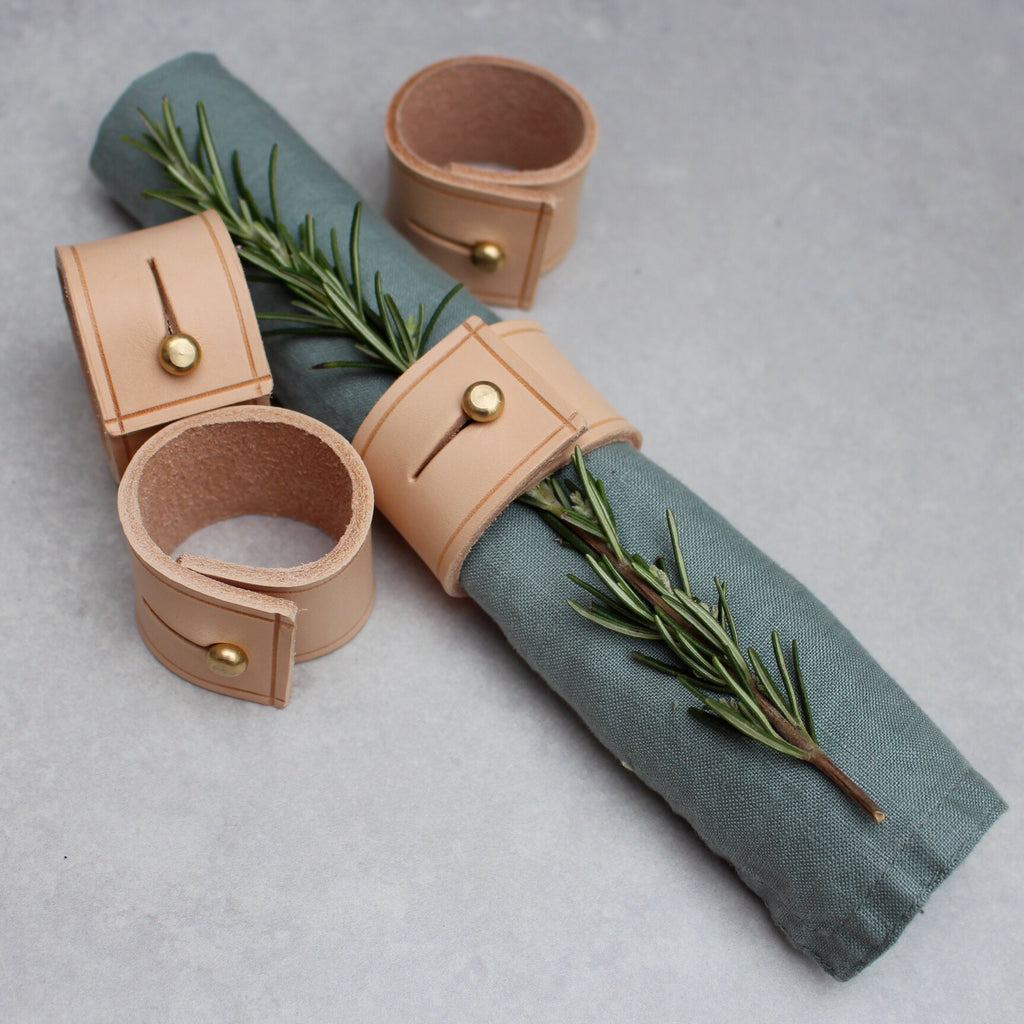 Napkin Rings - Natural leather