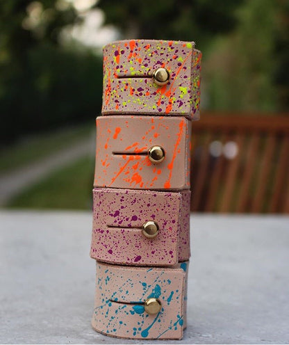 Napkin Rings - Hand Painted Natural Leather