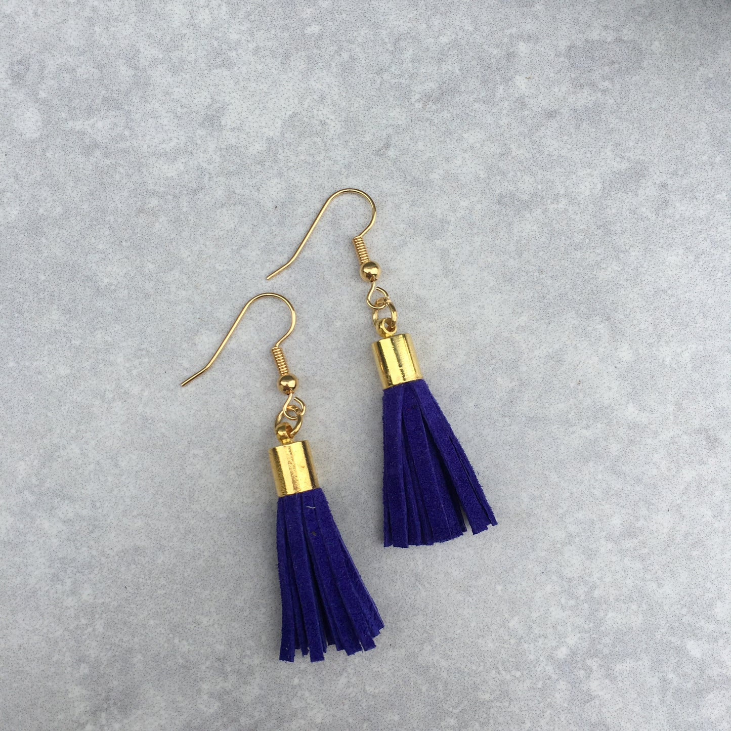 Tassel Earrings - blue suede