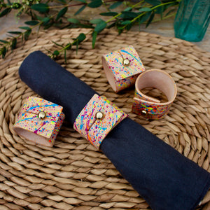 Napkin Rings - Hand Painted Natural Leather